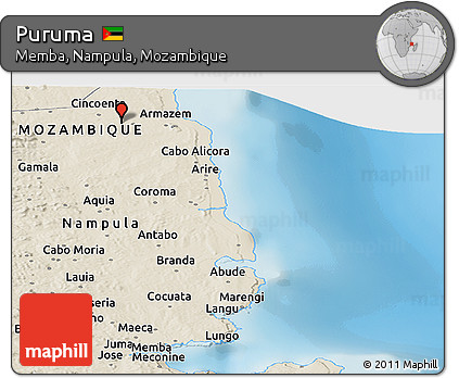 Shaded Relief Panoramic Map of Puruma