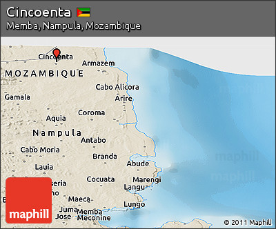 Shaded Relief Panoramic Map of Cincoenta