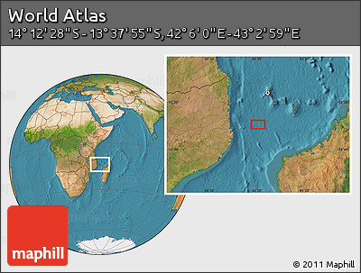 Satellite Location Map of the Area around 13° 55' 11" S, 42° 34' 30" E