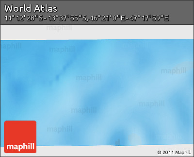 Physical 3D Map of the Area around 13° 55' 11" S, 46° 49' 30" E