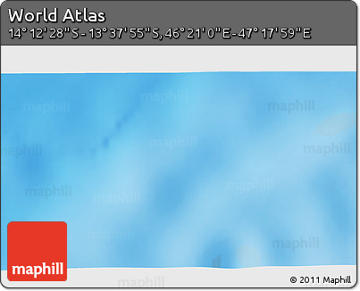 Physical 3D Map of the Area around 13° 55' 11" S, 46° 49' 30" E