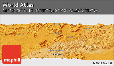 Political Panoramic Map of the Area around 13° 55' 11" S, 47° 31' 29" W