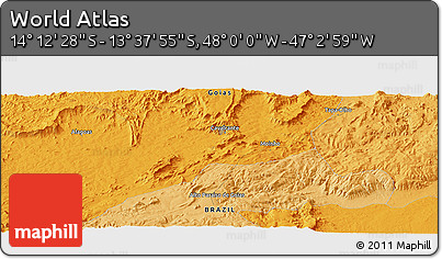 Political Panoramic Map of the Area around 13° 55' 11" S, 47° 31' 29" W