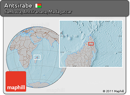 Gray Location Map of Antsirabe, hill shading