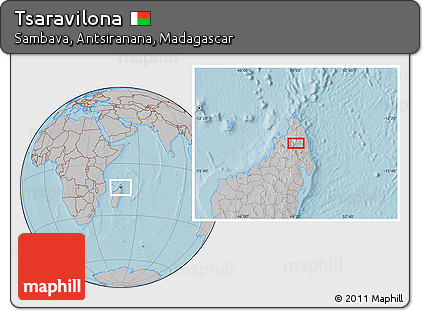Gray Location Map of Tsaravilona, hill shading