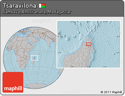 Gray Location Map of Tsaravilona, hill shading