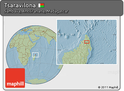 Savanna Style Location Map of Tsaravilona, hill shading