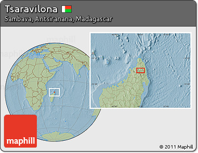 Savanna Style Location Map of Tsaravilona, hill shading