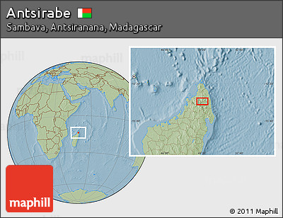 Savanna Style Location Map of Antsirabe, hill shading