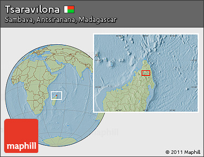 Savanna Style Location Map of Tsaravilona, hill shading