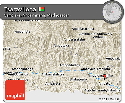 Shaded Relief Panoramic Map of Tsaravilona