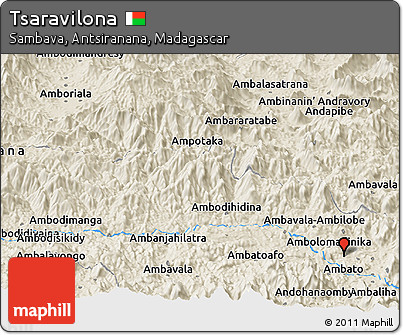 Shaded Relief Panoramic Map of Tsaravilona