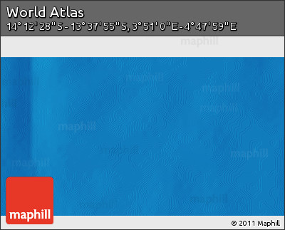 Shaded Relief 3D Map of the Area around 13° 55' 11" S, 4° 19' 30" E