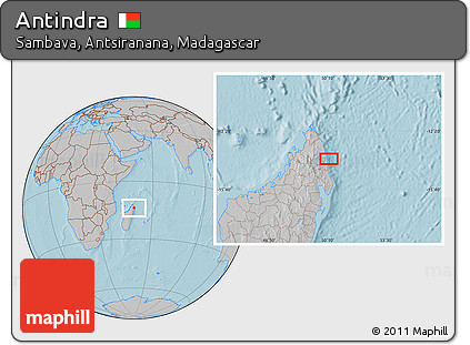 Gray Location Map of Antindra, hill shading