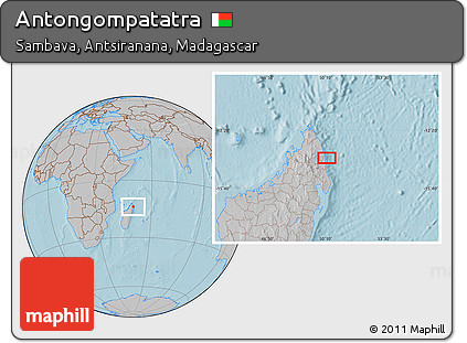 Gray Location Map of Antongompatatra, hill shading