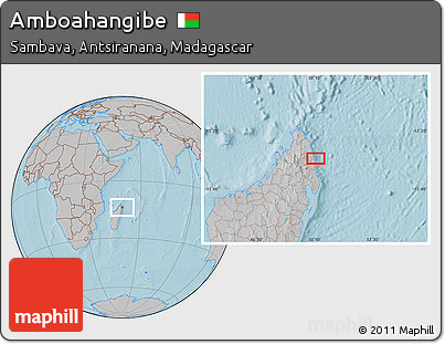 Gray Location Map of Amboahangibe, hill shading