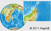 Physical Location Map of the area around 13° 55' 11" S, 50° 13' 30" E