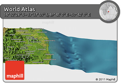 Satellite Panoramic Map of the Area around 13° 55' 11" S, 50° 13' 30" E
