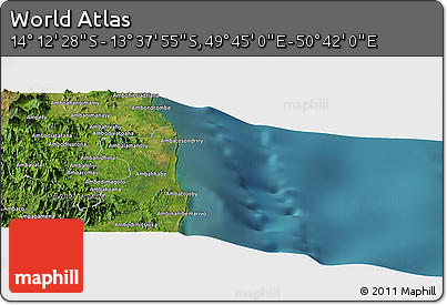 Satellite Panoramic Map of the Area around 13° 55' 11" S, 50° 13' 30" E