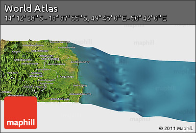 Satellite Panoramic Map of the Area around 13° 55' 11" S, 50° 13' 30" E