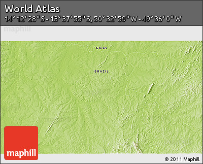 Physical 3D Map of the Area around 13° 55' 11" S, 50° 4' 30" W