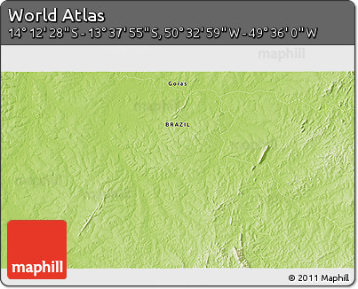 Physical 3D Map of the Area around 13° 55' 11" S, 50° 4' 30" W