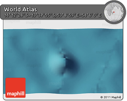 Satellite 3D Map of the Area around 13° 55' 11" S, 53° 37' 30" E