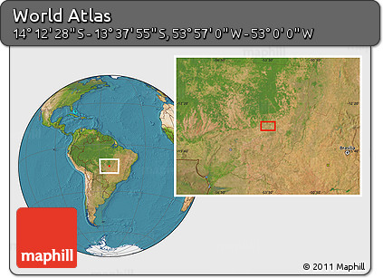 Satellite Location Map of the Area around 13° 55' 11" S, 53° 28' 30" W