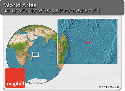 Satellite Location Map of the Area around 13° 55' 11" S, 54° 28' 30" E