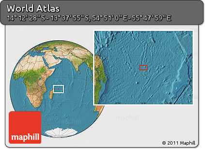 Satellite Location Map of the Area around 13° 55' 11" S, 55° 19' 30" E