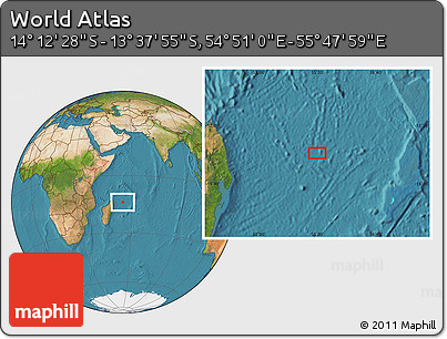 Satellite Location Map of the Area around 13° 55' 11" S, 55° 19' 30" E