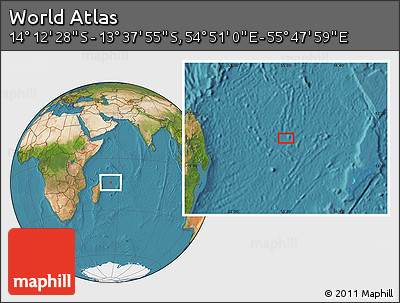 Satellite Location Map of the Area around 13° 55' 11" S, 55° 19' 30" E
