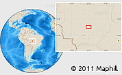 Shaded Relief Location Map of the area around 13° 55' 11" S, 55° 10' 29" W