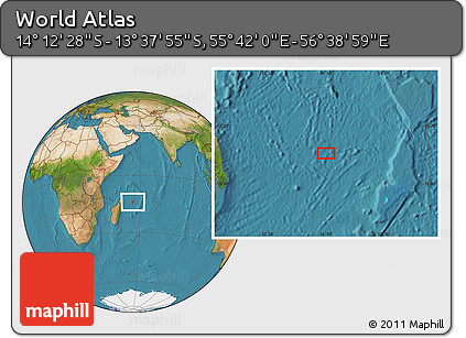 Satellite Location Map of the Area around 13° 55' 11" S, 56° 10' 29" E