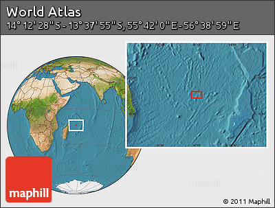 Satellite Location Map of the Area around 13° 55' 11" S, 56° 10' 29" E