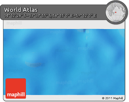 Physical 3D Map of the Area around 13° 55' 11" S, 58° 43' 30" E