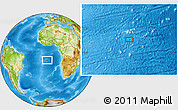 Physical Location Map of the area around 13° 55' 11" S, 5° 52' 30" W