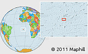 Political Location Map of the area around 13° 55' 11" S, 5° 52' 30" W