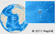 Shaded Relief Location Map of the area around 13° 55' 11" S, 5° 52' 30" W