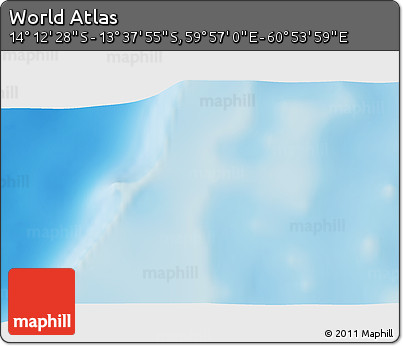 Shaded Relief 3D Map of the Area around 13° 55' 11" S, 60° 25' 29" E