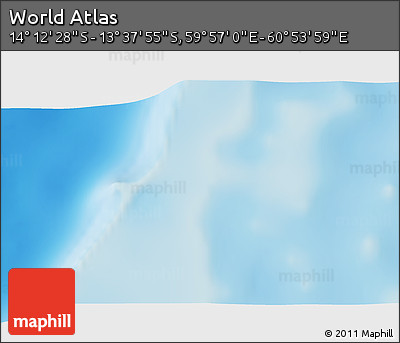 Shaded Relief 3D Map of the Area around 13° 55' 11" S, 60° 25' 29" E
