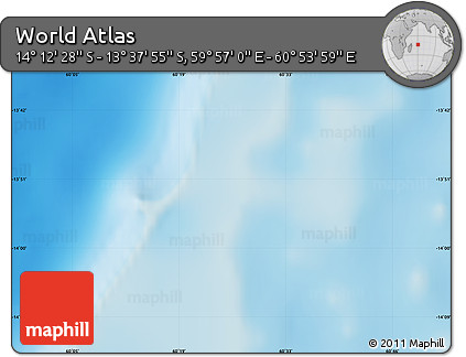Physical Map of the Area around 13° 55' 11" S, 60° 25' 29" E