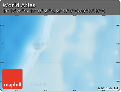 Physical Map of the Area around 13° 55' 11" S, 60° 25' 29" E