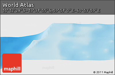 Physical Panoramic Map of the Area around 13° 55' 11" S, 60° 25' 29" E