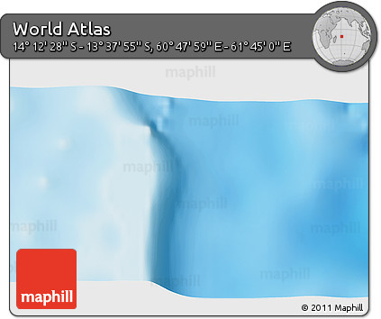 Shaded Relief 3D Map of the Area around 13° 55' 11" S, 61° 16' 29" E
