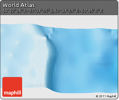 Shaded Relief 3D Map of the Area around 13° 55' 11" S, 61° 16' 29" E