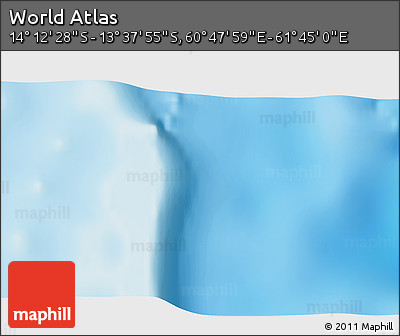 Shaded Relief 3D Map of the Area around 13° 55' 11" S, 61° 16' 29" E