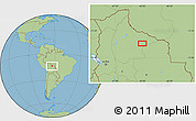 Savanna Style Location Map of the area around 13° 55' 11" S, 63° 40' 30" W