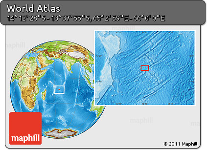 Physical Location Map of the Area around 13° 55' 11" S, 65° 31' 30" E