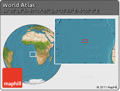 Satellite Location Map of the Area around 13° 55' 11" S, 6° 1' 30" E